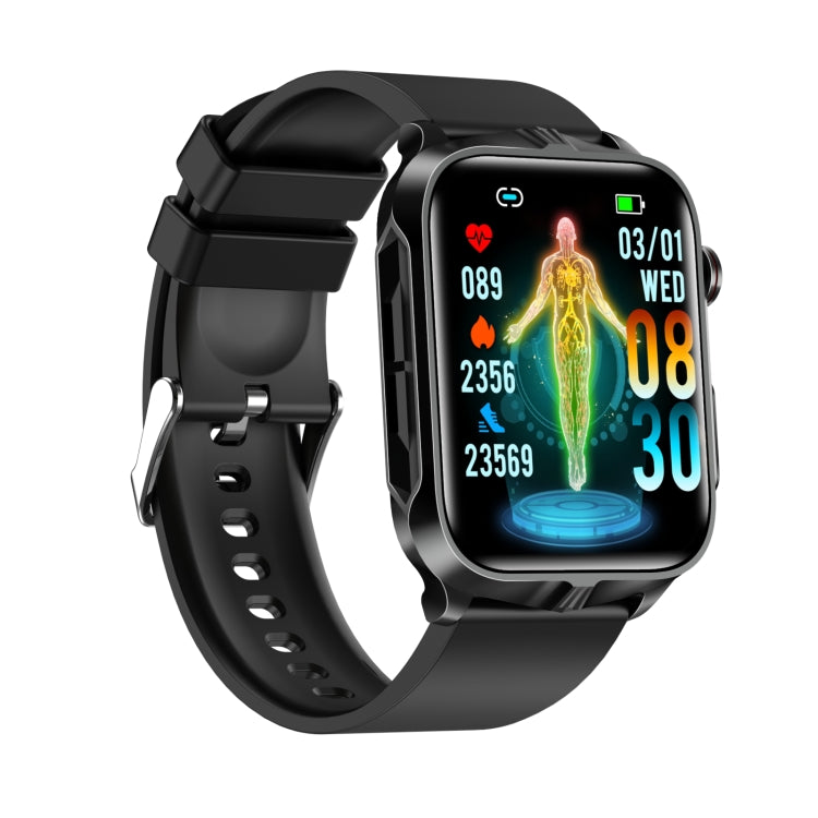 TK11P 1.83 inch IPS Screen IP68 Water-resistant Silicone Band Smart Watch, Support Stress Monitoring / ECG (Black)