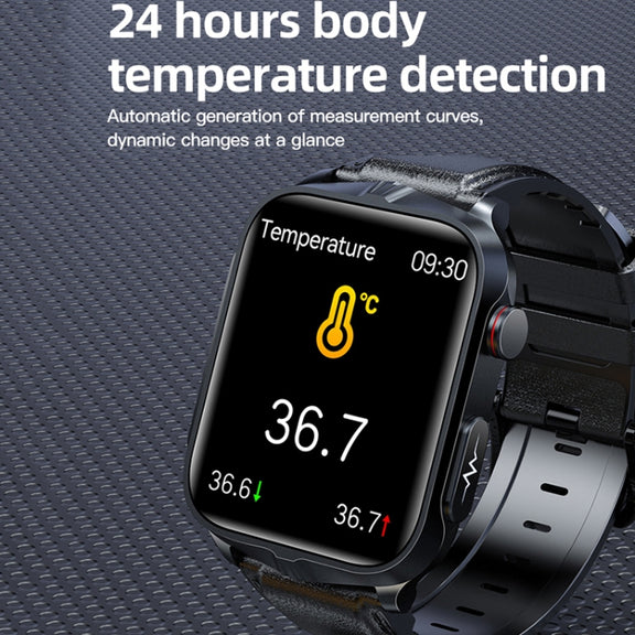 TK11P 1.83 inch IPS Screen IP68 Water-resistant Silicone Band Smart Watch, Support Stress Monitoring / ECG (Black)