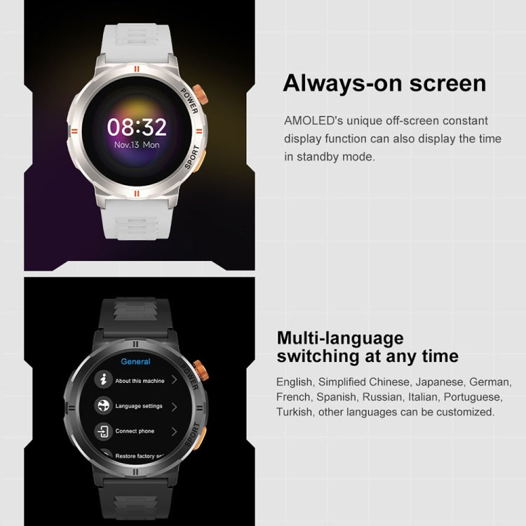 M52 1.43 inch Screen IP68 Water-resistant Smart Watch, Support Bluetooth Call / Heart Rate (Blue)