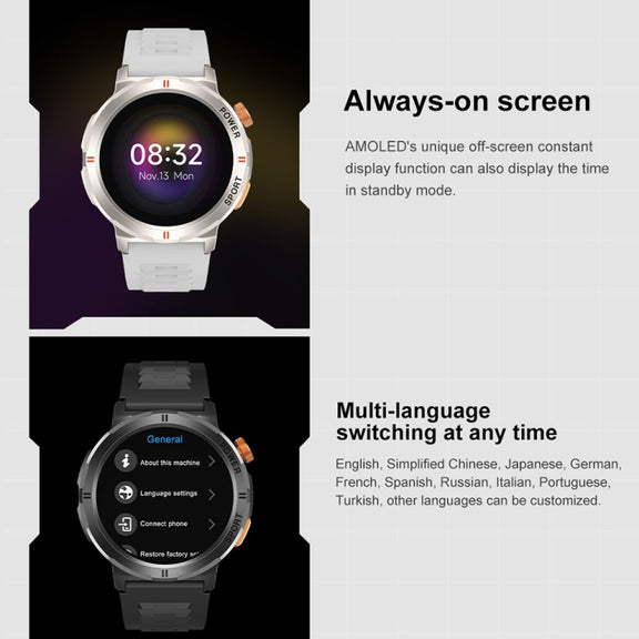 M52 1.43 inch Screen IP68 Water-resistant Smart Watch, Support Bluetooth Call / Heart Rate (Blue)