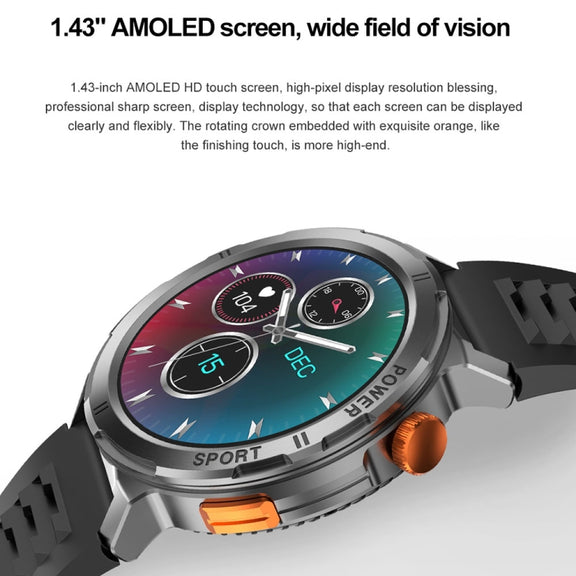 M52 1.43 inch Screen IP68 Water-resistant Smart Watch, Support Bluetooth Call / Heart Rate (Blue)