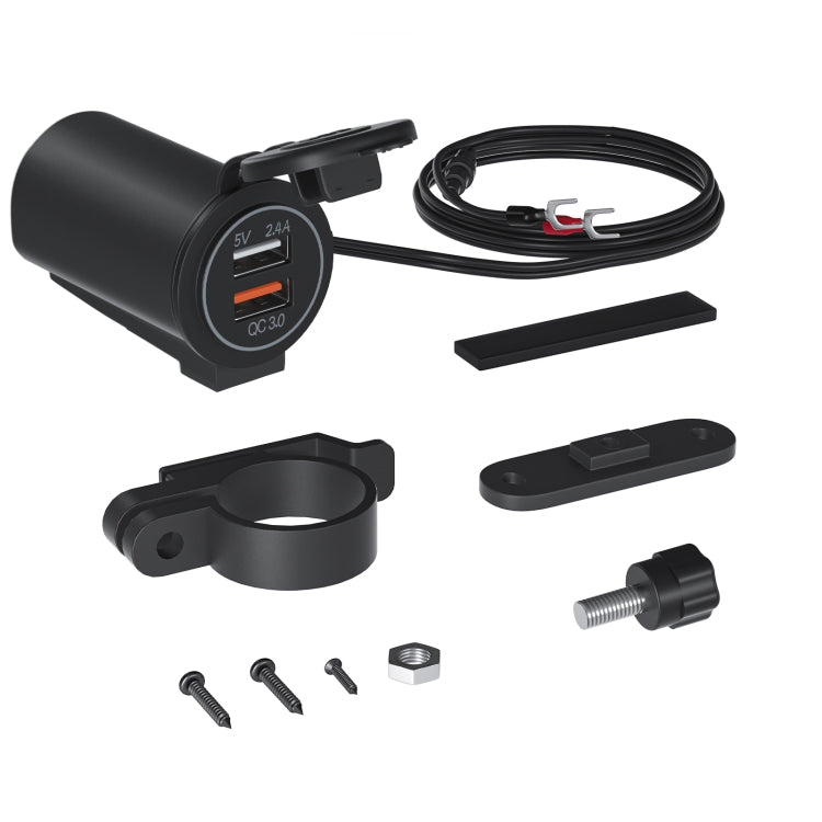 ZH-723F1 Car / Motorcycle QC3.0 Cell Phone Fast Charging Dual USB Car Charger(Blue Light)