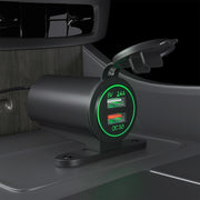 ZH-723F3 Car / Motorcycle QC3.0 Cell Phone Fast Charging Dual USB Car Charger(Green Light)