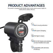 ZH-723F5 Car / Motorcycle QC3.0 Cell Phone Fast Charging Dual USB Car Charger(White Light)