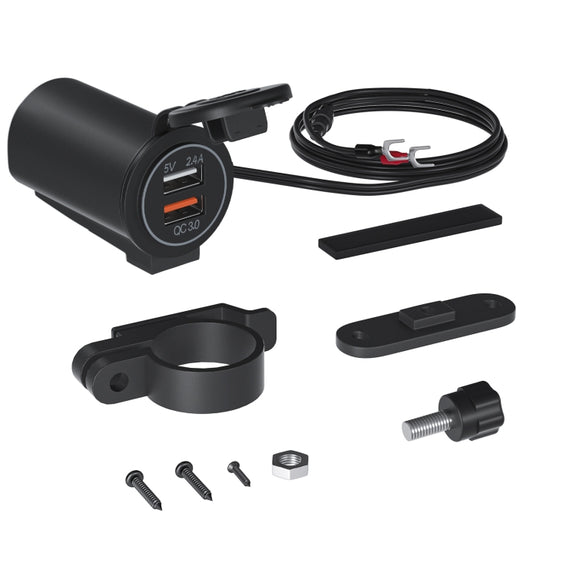 ZH-723F5 Car / Motorcycle QC3.0 Cell Phone Fast Charging Dual USB Car Charger(White Light)
