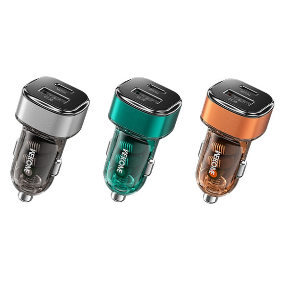 WK WP-C45 Vanguard Series Mecha Transparent USB+Type-C Fast Car Charger (Orange)
