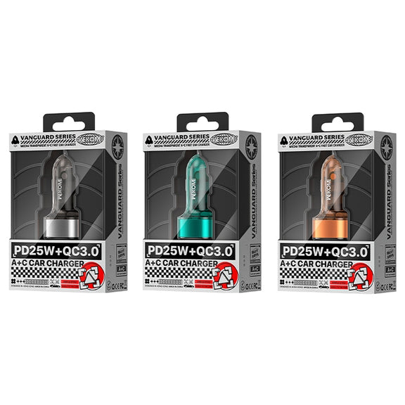 WK WP-C45 Vanguard Series Mecha Transparent USB+Type-C Fast Car Charger (Grey)