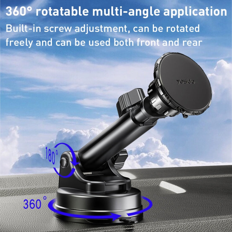 Yesido C160 Suction Cup Type Telescopic Rod Magnetic Car Phone Holder (Black)
