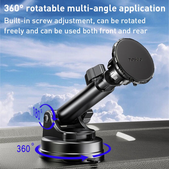 Yesido C160 Suction Cup Type Telescopic Rod Magnetic Car Phone Holder (Black)