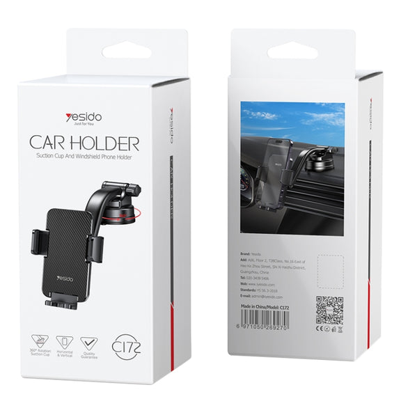 Yesido C172 Suction Cup Type Bending Arm Car Phone Holder (Black)