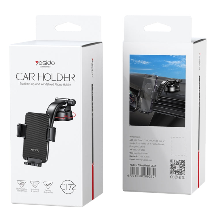 Yesido C172 Suction Cup Type Bending Arm Car Phone Holder (Black)