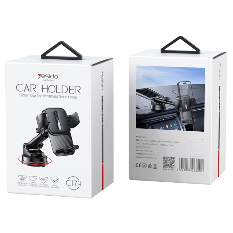 Yesido C174 Suction Cup Type Telescopic Car Phone Holder (Black)