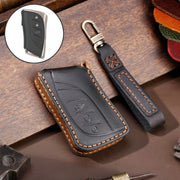 For Lexus 3-button Hallmo Car Cowhide Leather Key Protective Cover Key Case(Black)