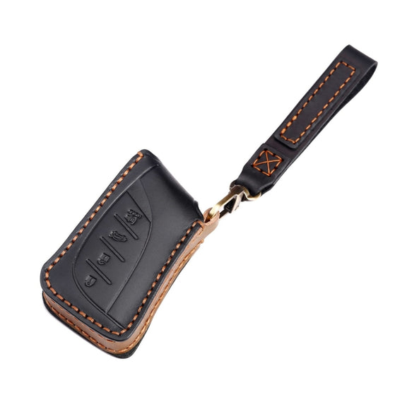 For Lexus 4-button Hallmo Car Cowhide Leather Key Protective Cover Key Case(Black)