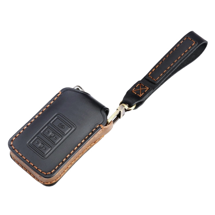 For Lexus 3-button Hallmo Car Cowhide Leather Key Protective Cover Key Case(Black)