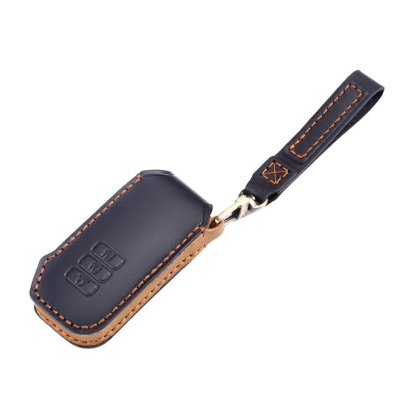 For Kia 3-button Hallmo Car Cowhide Leather Key Protective Cover Key Case(Brown)