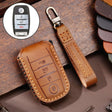 For Kia C133 4-button Hallmo Car Cowhide Leather Key Protective Cover Key Case(Brown) - Car Key Cases by Hallmo | Online Shopping South Africa | PMC TechLife | Buy Now Pay Later Mobicred