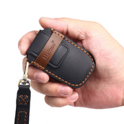 For Kia C133 4-button Hallmo Car Cowhide Leather Key Protective Cover Key Case(Black)