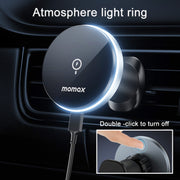 MOMAX CM25B Magnetic Wireless Charger Car Suction Cup Phone Holder