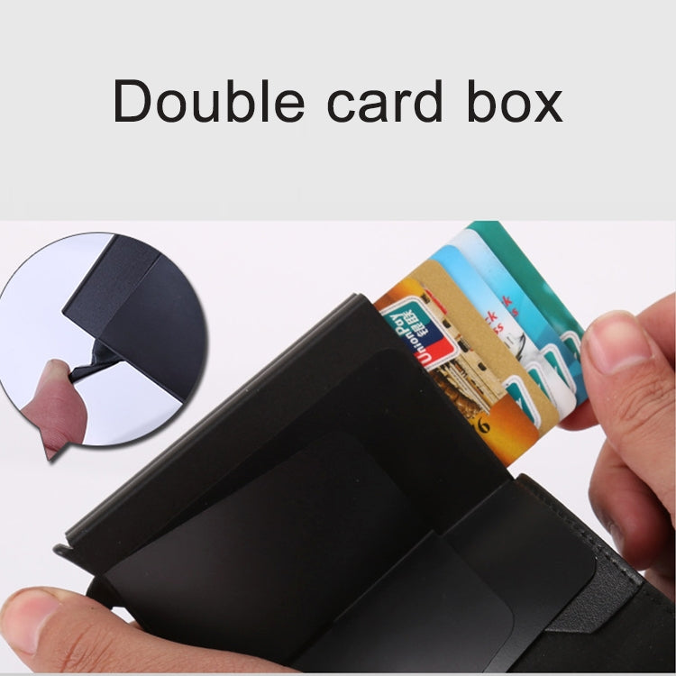 X-7 Antimagnetic RFID  Multi-functional Aluminum Crazy Horse Texture Leather Card Bag Wallet(Dark Blue)