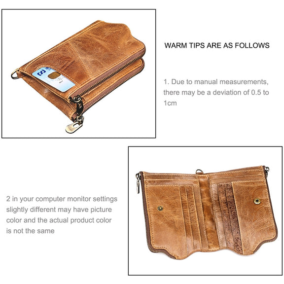 3533 Long Crazy Horse Texture Cowhide Leather Folding Anti-magnetic RFID Wallet Clutch Bag for Men, with Card Slots(Blue)