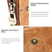 3533 Long Crazy Horse Texture Cowhide Leather Folding Anti-magnetic RFID Wallet Clutch Bag for Men, with Card Slots(Blue)