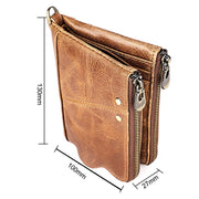 LT3533 Long Crazy Horse Texture Cowhide Leather Folding Anti-magnetic RFID Wallet Clutch Bag for Men, with Card Slots & Shoulder Strap(Coffee)