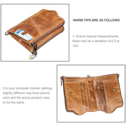 LT3533 Long Crazy Horse Texture Cowhide Leather Folding Anti-magnetic RFID Wallet Clutch Bag for Men, with Card Slots & Shoulder Strap(Coffee)
