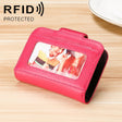 KB188 Horizontal Cowhide Leather Organ Shape Multiple Card Slots Anti-magnetic RFID Wallet for Ladies, with Transparent Window(Rose Red) - Antimagnetic RFID Package by PMC TechLife | Online Shopping South Africa | PMC TechLife | Buy Now Pay Later Mobicred