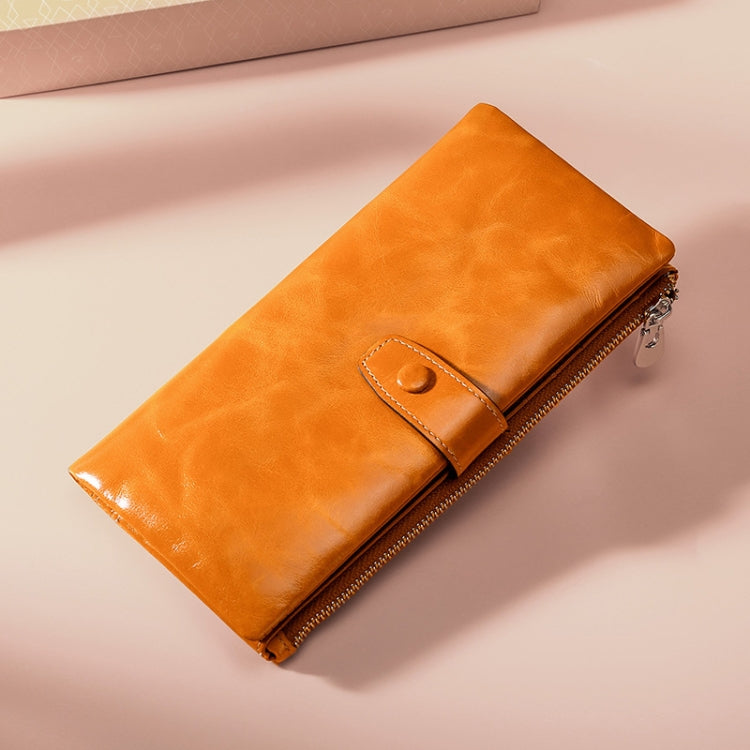 TP-189 Oilskin Leather Multi-functional Zipper RFID Leather Wallet(Brown)