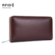 Two-Layer Cowhide Leather Organ Card Holder Multiple-Card RFID Anti-Theft Wallet Bag(Coffee)