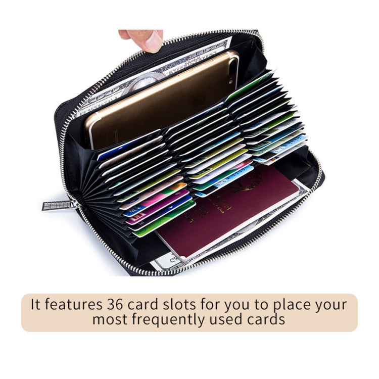 Two-Layer Cowhide Leather Organ Card Holder Multiple-Card RFID Anti-Theft Wallet Bag(Coffee)