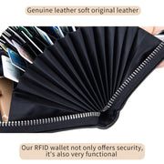 Two-Layer Cowhide Leather Organ Card Holder Multiple-Card RFID Anti-Theft Wallet Bag(Coffee)