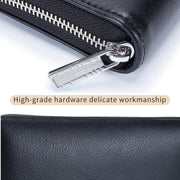 Two-Layer Cowhide Leather Organ Card Holder Multiple-Card RFID Anti-Theft Wallet Bag(Coffee)