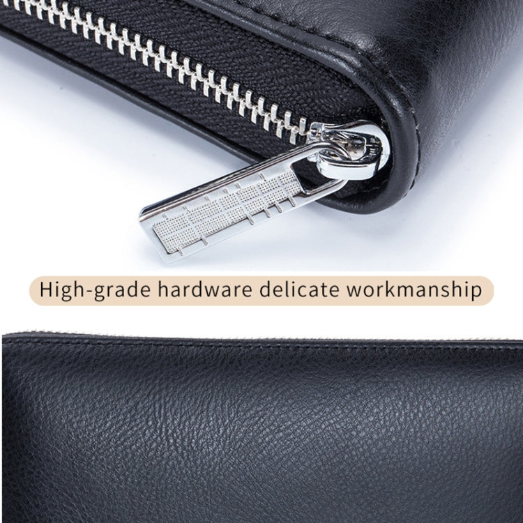 Two-Layer Cowhide Leather Organ Card Holder Multiple-Card RFID Anti-Theft Wallet Bag(Red Purple)