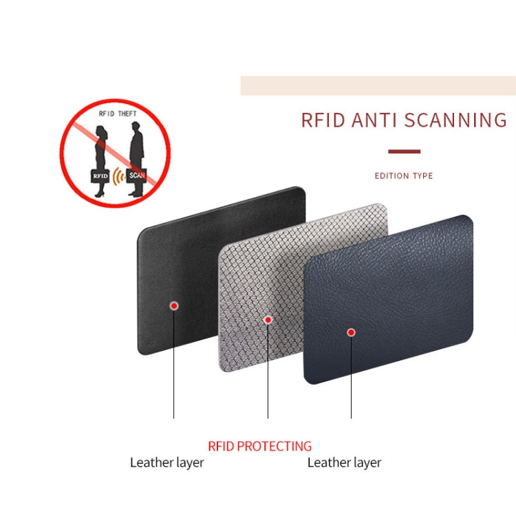 Two-Layer Cowhide Leather Organ Card Holder Multiple-Card RFID Anti-Theft Wallet Bag(Coffee)