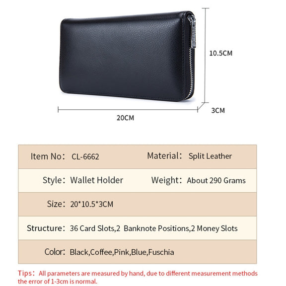 Two-Layer Cowhide Leather Organ Card Holder Multiple-Card RFID Anti-Theft Wallet Bag(Black)