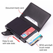 X-51 Automatically Pop-up Card Type Anti-magnetic RFID Anti-theft PU Leather Wallet with Card Slots(Apricot)
