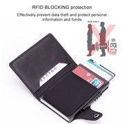 X-51 Automatically Pop-up Card Type Anti-magnetic RFID Anti-theft PU Leather Wallet with Card Slots(Apricot)