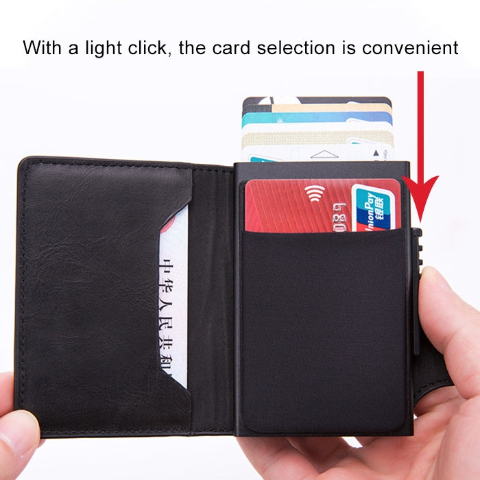 X-51 Automatically Pop-up Card Type Anti-magnetic RFID Anti-theft PU Leather Wallet with Card Slots(Apricot)