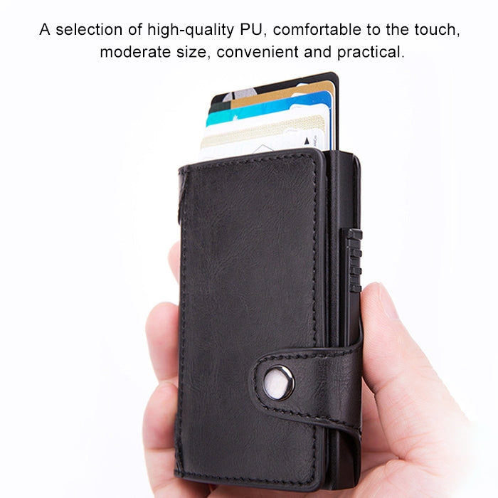 X-51 Automatically Pop-up Card Type Anti-magnetic RFID Anti-theft PU Leather Wallet with Card Slots(Apricot)