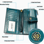 3526 Vintage Oil Wax Texture Large Capacity Long Multi-function Anti-magnetic RFID Wallet Clutch for Ladies (Yellow)