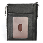 3529 Retro Crazy Horse Texture Double Zipper Anti-magnetic RFID Wallet for Man with Card Slots (Black)