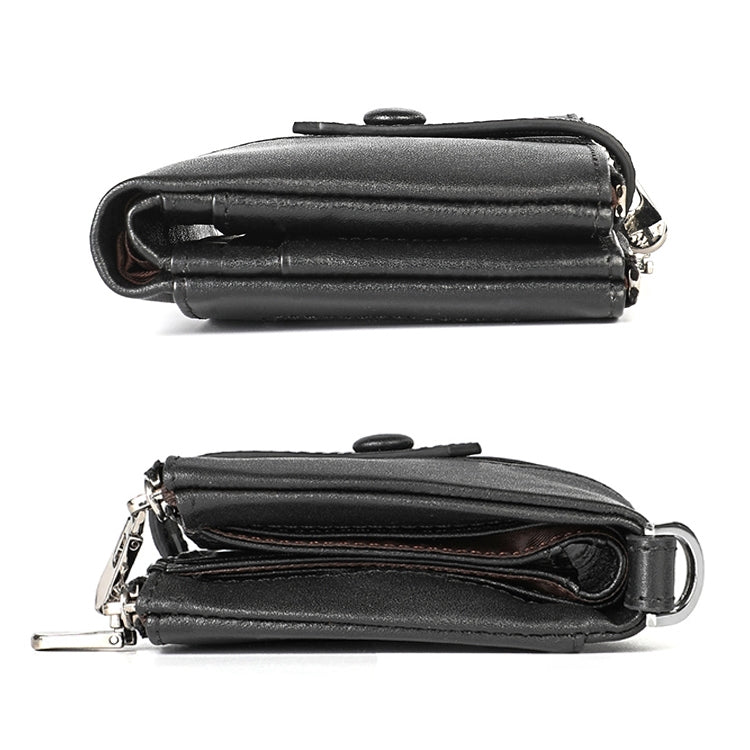 3529 Retro Crazy Horse Texture Double Zipper Anti-magnetic RFID Wallet for Man with Card Slots (Black)