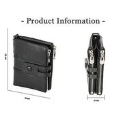 3529 Retro Crazy Horse Texture Double Zipper Anti-magnetic RFID Wallet for Man with Card Slots (Black)