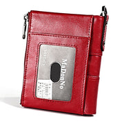 3529 Retro Crazy Horse Texture Double Zipper Anti-magnetic RFID Wallet for Man with Card Slots (Red)