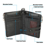 LT3529 Retro Crazy Horse Texture Double Zipper Anti-magnetic RFID Chain Wallet with Card Slots (Red)