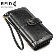 3556 Large Capacity Long Multi-function Anti-magnetic RFID Wallet Clutch for Ladies with Card Slots (Black)