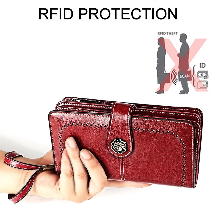 3556 Large Capacity Long Multi-function Anti-magnetic RFID Wallet Clutch for Ladies with Card Slots (Black)