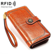 3556 Large Capacity Long Multi-function Anti-magnetic RFID Wallet Clutch for Ladies with Card Slots (Brown)